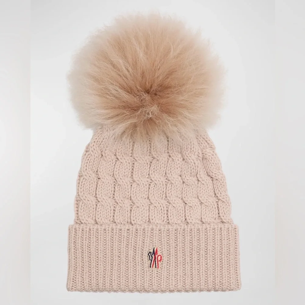 Moncler | Accessories | Moncler Light Pink Cable Knit Beanie  display picture 3